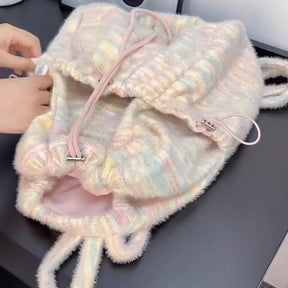 Mochila Feminina Multifuncional Felpudo Saco Ajustável De Alta Capacidade Moda Feminina