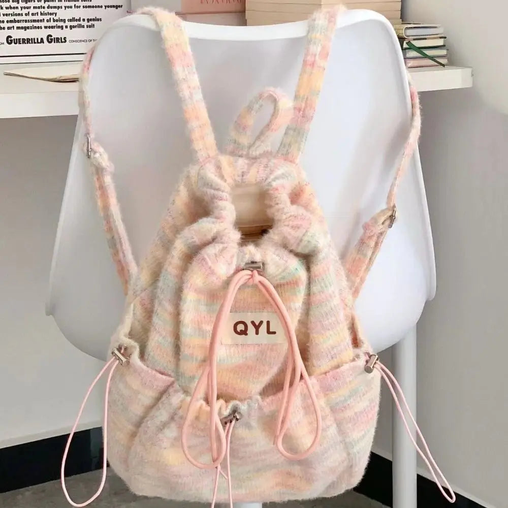 Mochila Feminina Multifuncional Felpudo Saco Ajustável De Alta Capacidade Moda Feminina