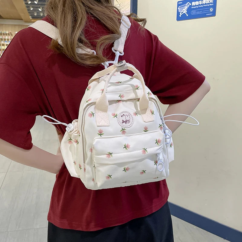 Mochila De Ombro Estampa Floral Bolsa Versátil Para Lazer Moda Feminina