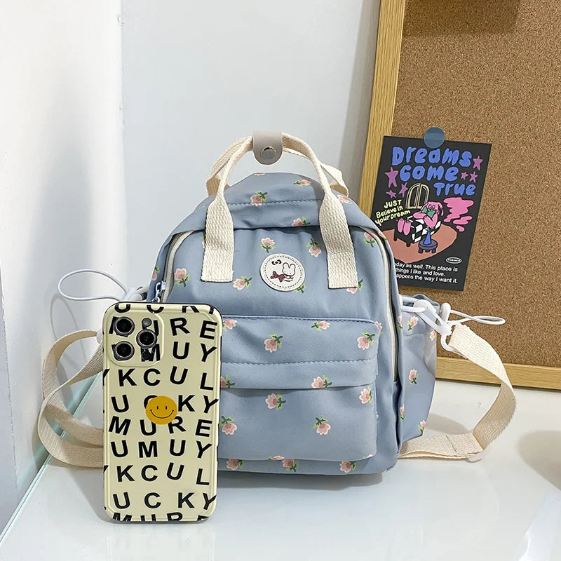 Mochila De Ombro Estampa Floral Bolsa Versátil Para Lazer Moda Feminina