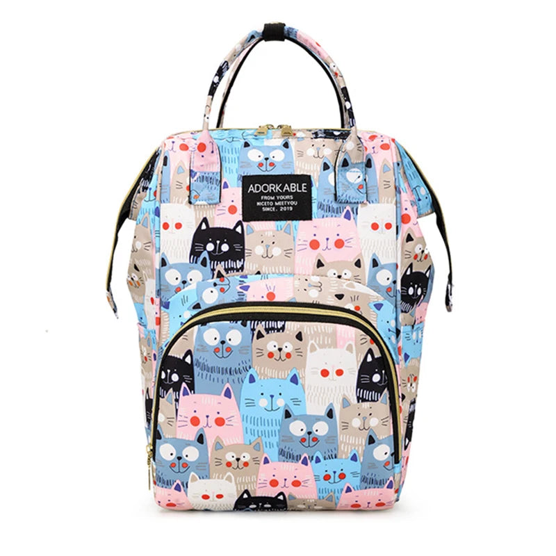 Mochila Maternidade Estampa Desenho Animado De Grande Capacidade Bolsa De Armazenamento