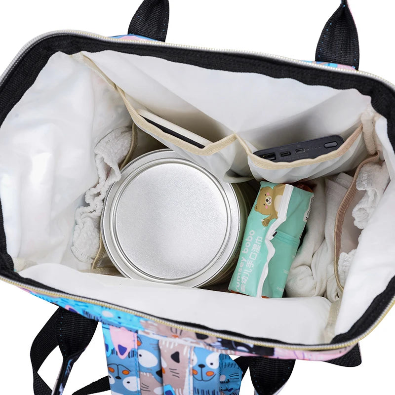 Mochila Maternidade Estampa Desenho Animado De Grande Capacidade Bolsa De Armazenamento