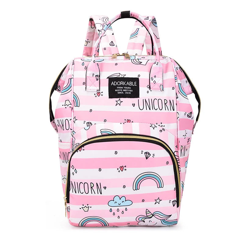 Mochila Maternidade Estampa Desenho Animado De Grande Capacidade Bolsa De Armazenamento