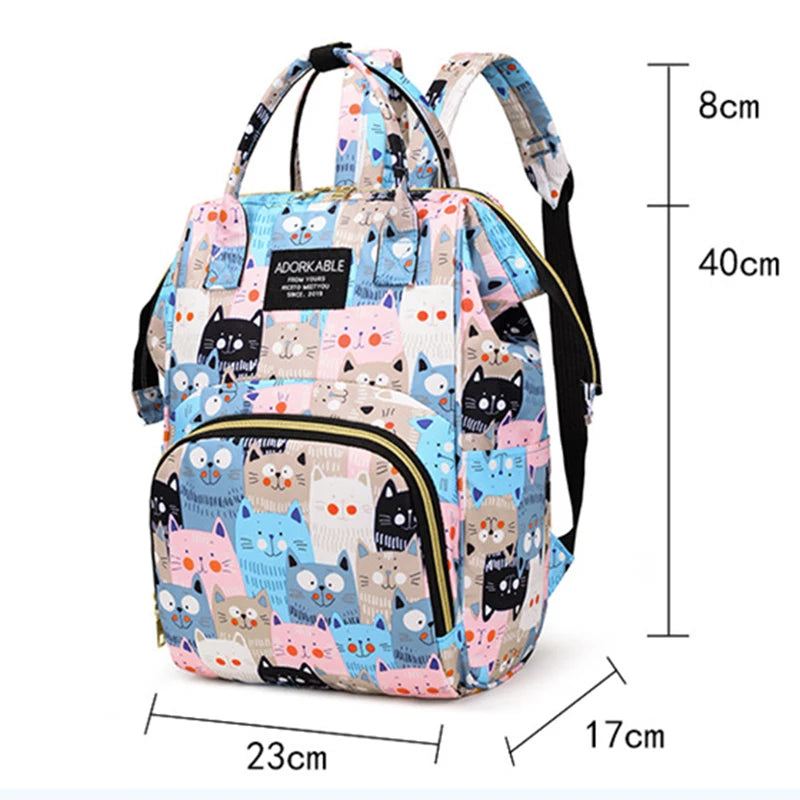 Mochila Maternidade Estampa Desenho Animado De Grande Capacidade Bolsa De Armazenamento