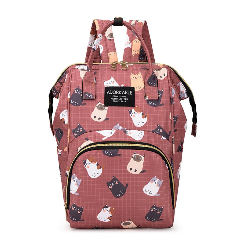 Mochila Maternidade Estampa Desenho Animado De Grande Capacidade Bolsa De Armazenamento