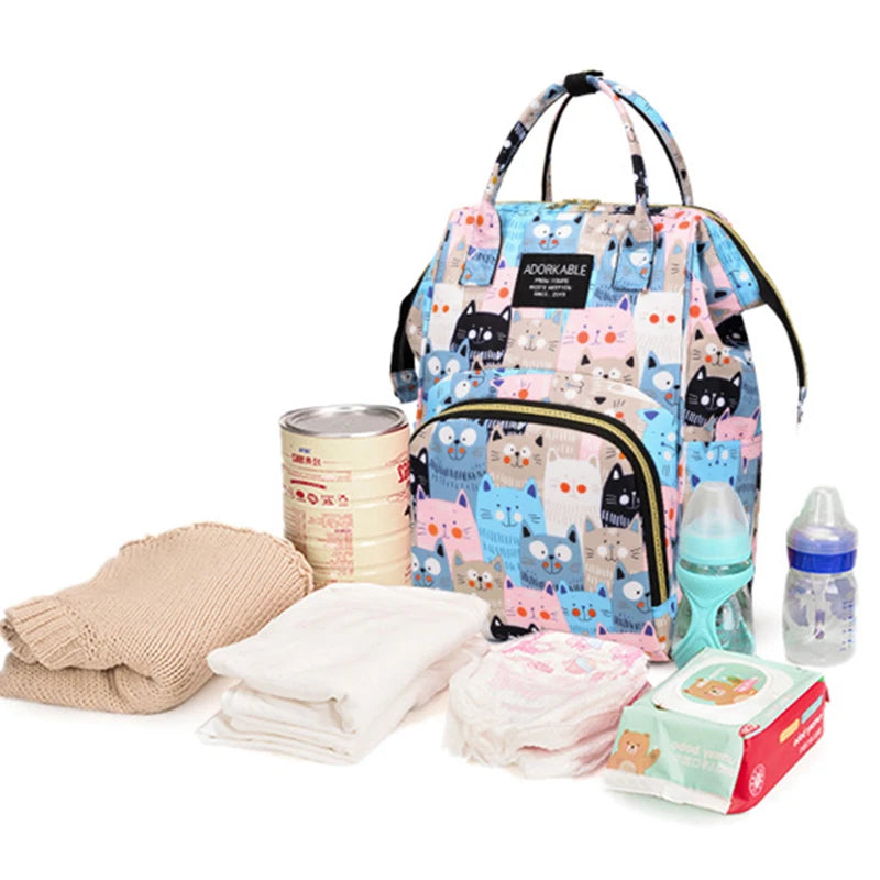 Mochila Maternidade Estampa Desenho Animado De Grande Capacidade Bolsa De Armazenamento