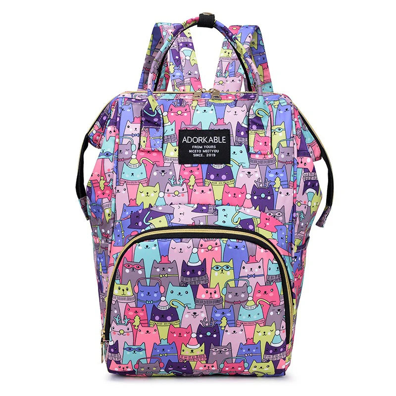 Mochila Maternidade Estampa Desenho Animado De Grande Capacidade Bolsa De Armazenamento