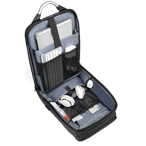 Mochila Preta Funcional Impermeável Para Negócios Carregamento USB