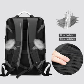 Mochila Preta Funcional Impermeável Para Negócios Carregamento USB