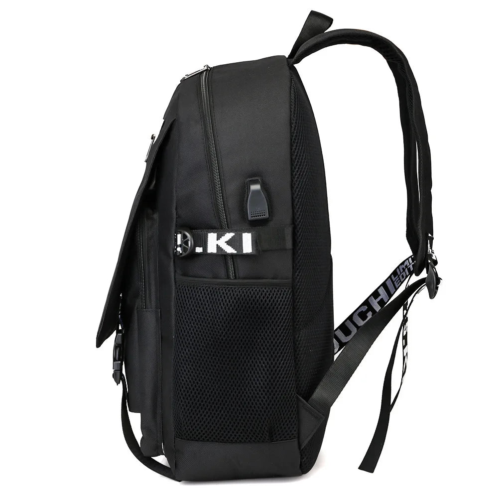 Mochila Escolar De Carregamento USB Á Prova D'água Anti-futo Com Estampa Desenho Animado