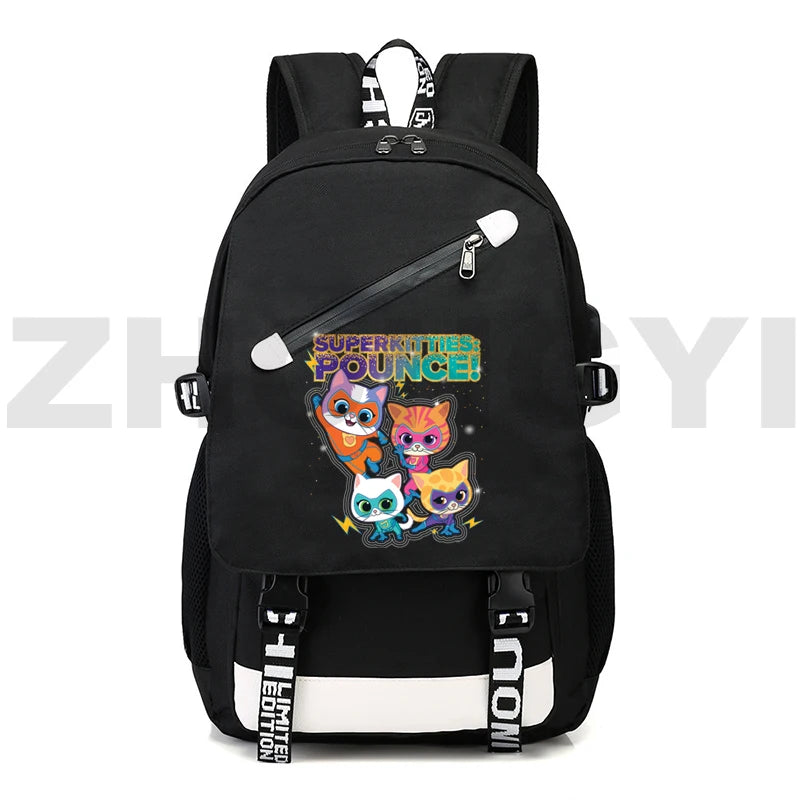 Mochila Escolar De Carregamento USB Á Prova D'água Anti-futo Com Estampa Desenho Animado