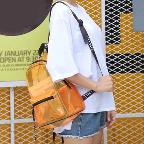 Mochila Feminina Transparente Esportiva Design Casual Bolsas Versátil