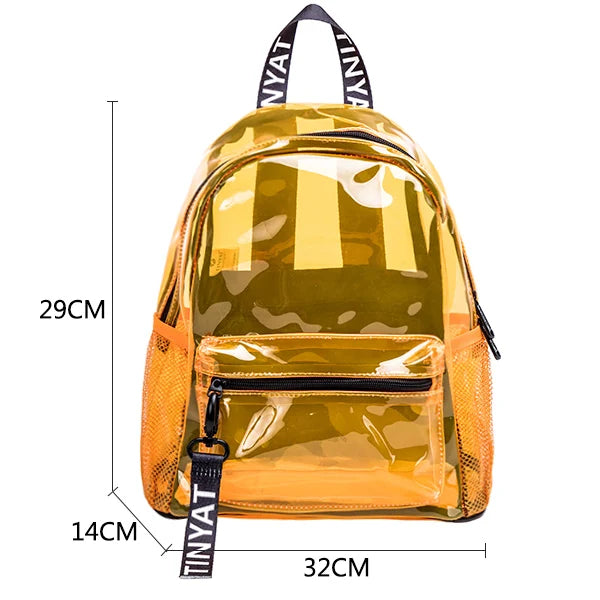 Mochila Feminina Transparente Esportiva Design Casual Bolsas Versátil