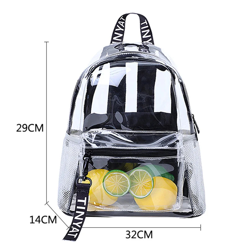 Mochila Feminina Transparente Esportiva Design Casual Bolsas Versátil