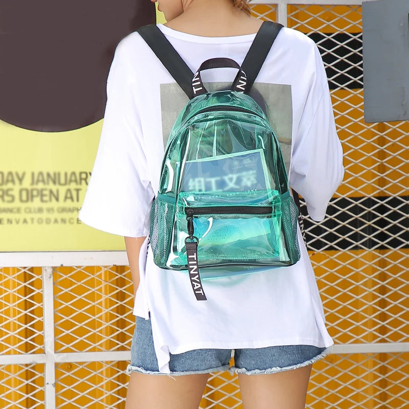 Mochila Feminina Transparente Esportiva Design Casual Bolsas Versátil