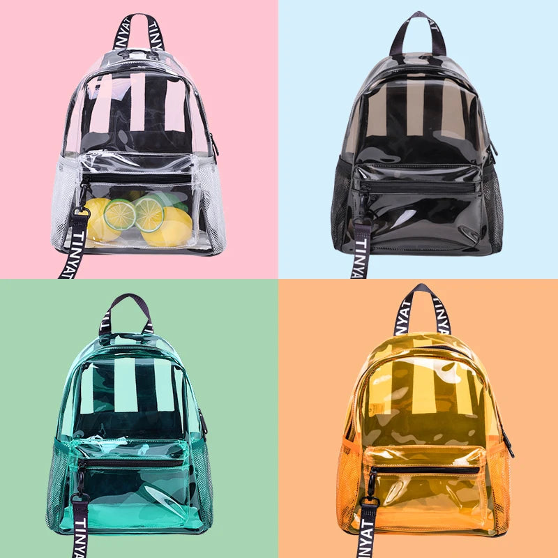 Mochila Feminina Transparente Esportiva Design Casual Bolsas Versátil