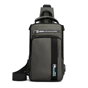 Bolsa de Ombro Masculina  Versátil com Suporte USB | Impermeável