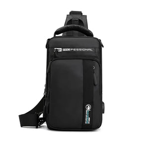 Bolsa de Ombro Masculina  Versátil com Suporte USB | Impermeável