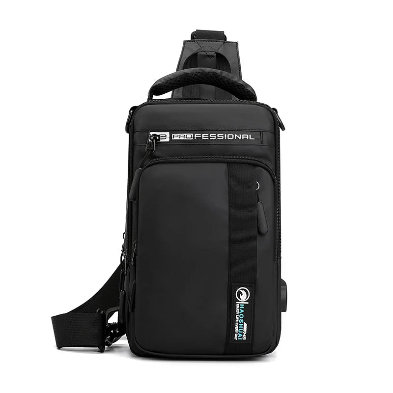 Bolsa de Ombro Masculina  Versátil com Suporte USB | Impermeável