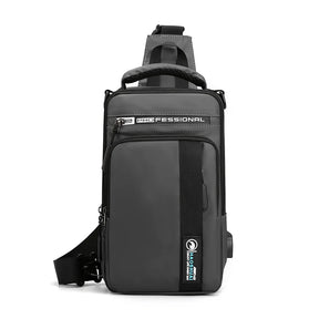 Bolsa de Ombro Masculina  Versátil com Suporte USB | Impermeável