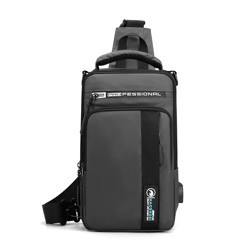 Bolsa de Ombro Masculina  Versátil com Suporte USB | Impermeável