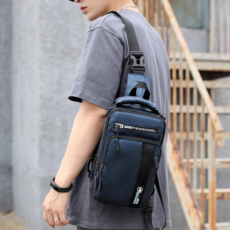 Bolsa de Ombro Masculina  Versátil com Suporte USB | Impermeável