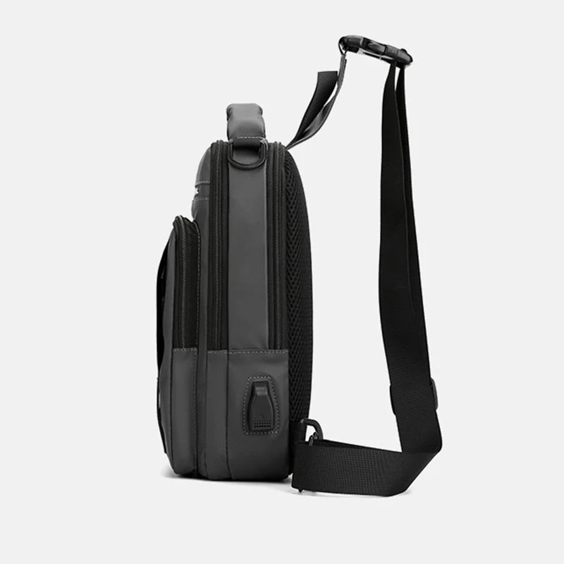 Bolsa de Ombro Masculina  Versátil com Suporte USB | Impermeável
