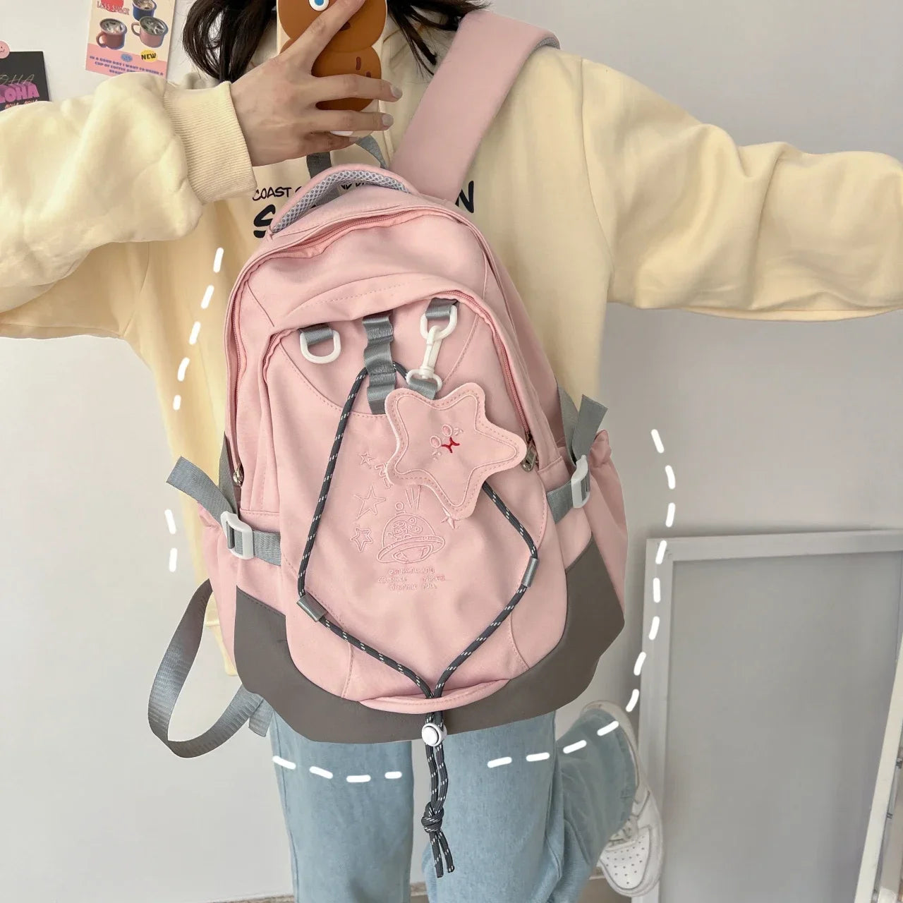 Mochila Multifuncional De Alta Qualidade Design Cordão E Bordado Bolsa Para Mulheres