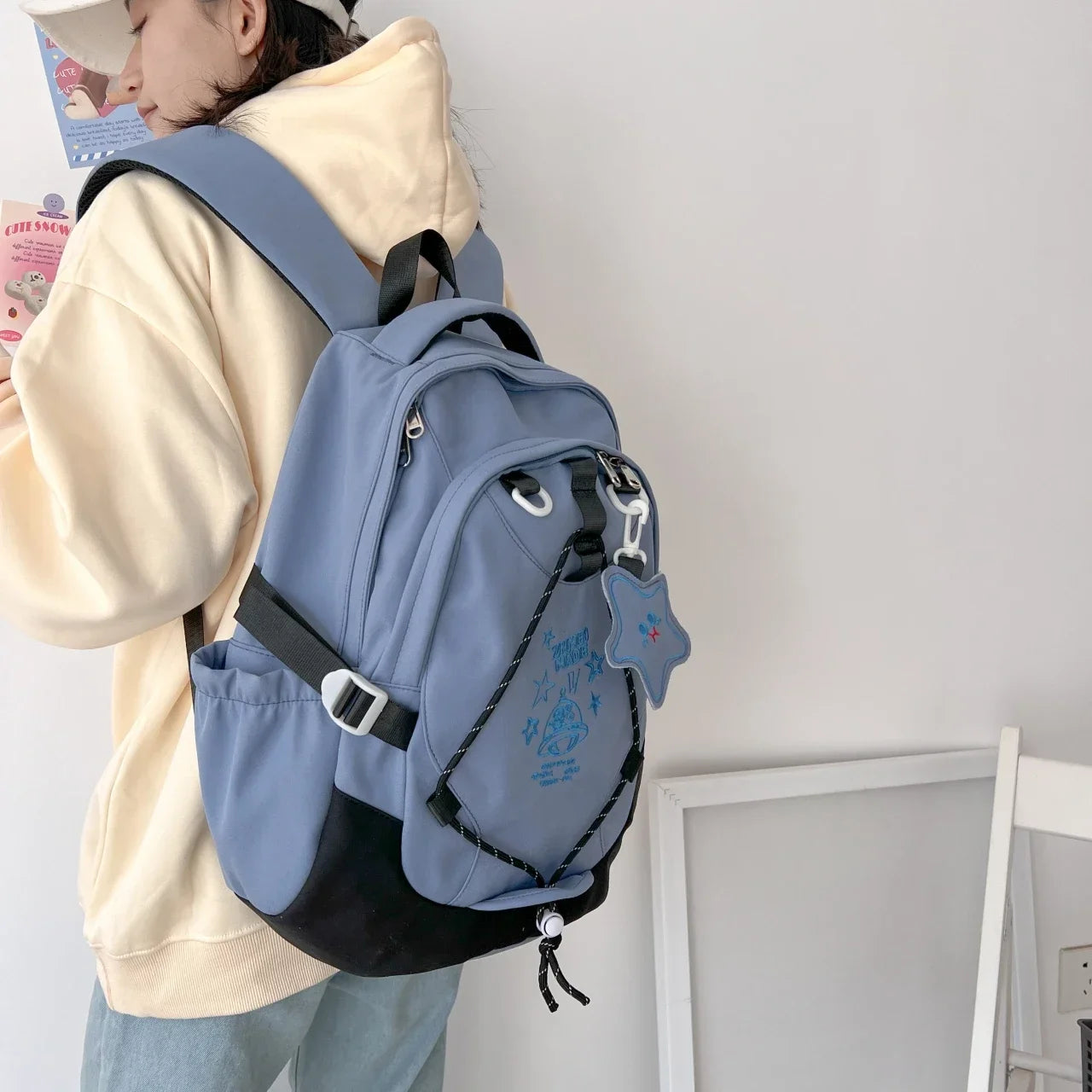 Mochila Multifuncional De Alta Qualidade Design Cordão E Bordado Bolsa Para Mulheres