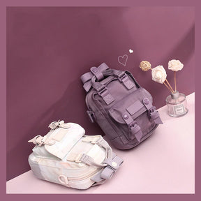 Mini Mochila Feminina Para Passeio Bolsa De Ombro Design Vintage Moda Retrô Casual