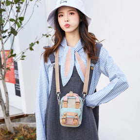 Mini Mochila Feminina Para Passeio Bolsa De Ombro Design Vintage Moda Retrô Casual