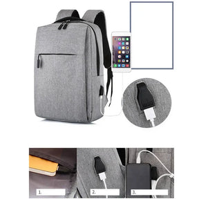 Mochila De Viagem Com Carregamento USB Para Homens E Para Mulheres Bolsa Anti- roubo Design Quadrado