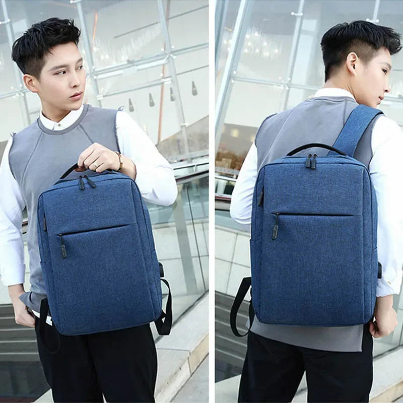Mochila De Viagem Com Carregamento USB Para Homens E Para Mulheres Bolsa Anti- roubo Design Quadrado