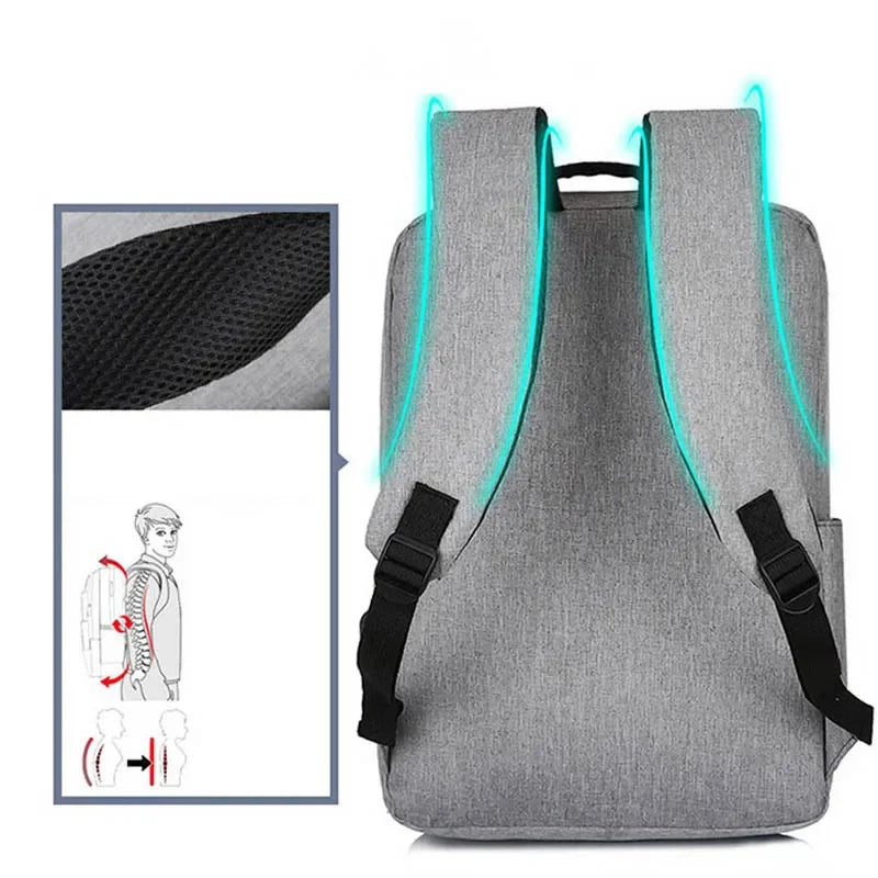Mochila De Viagem Com Carregamento USB Para Homens E Para Mulheres Bolsa Anti- roubo Design Quadrado