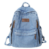 Mochila Jeans Para Mulheres Viagem Faculdade Bolsa Casual Versátil Moda Vintage