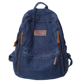 Mochila Jeans Para Mulheres Viagem Faculdade Bolsa Casual Versátil Moda Vintage