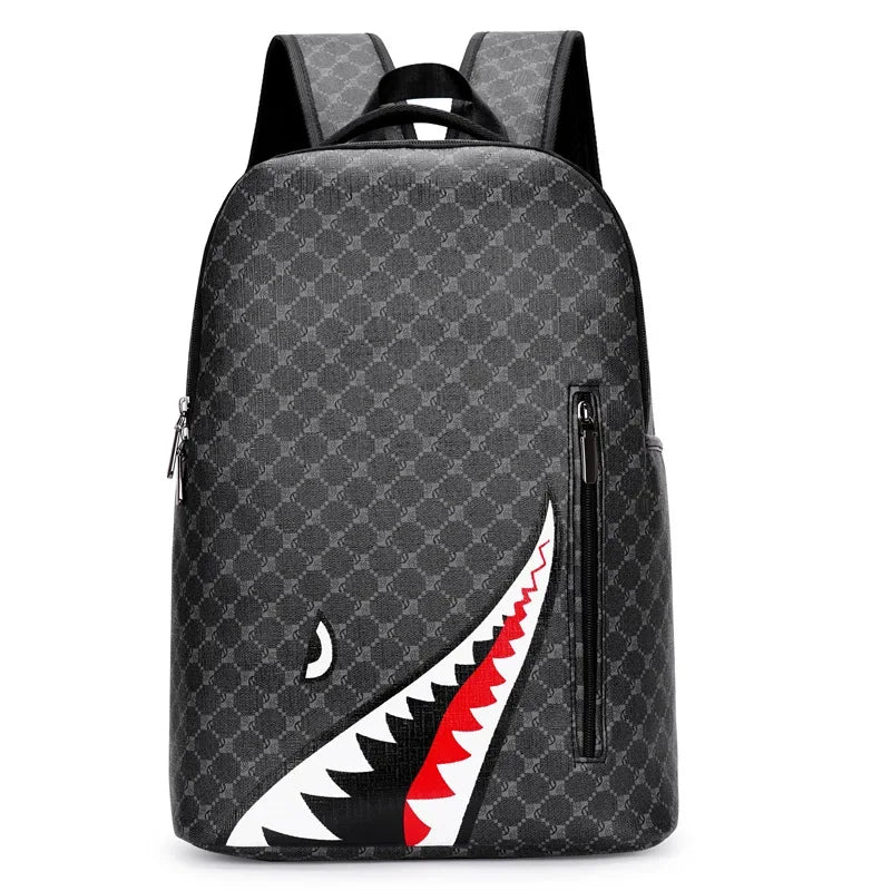 Mochila Escolar Xadrez Masculina Para Laptop Faculdade Design Tubarão Mochila De Alta Qualidade