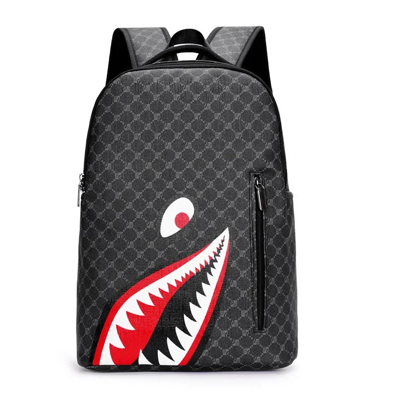 Mochila Escolar Xadrez Masculina Para Laptop Faculdade Design Tubarão Mochila De Alta Qualidade