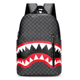 Mochila Escolar Xadrez Masculina Para Laptop Faculdade Design Tubarão Mochila De Alta Qualidade