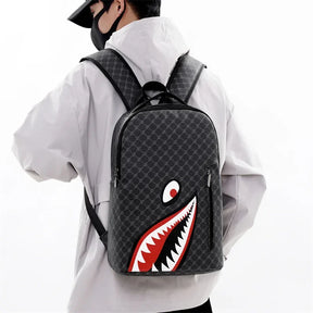 Mochila Escolar Xadrez Masculina Para Laptop Faculdade Design Tubarão Mochila De Alta Qualidade