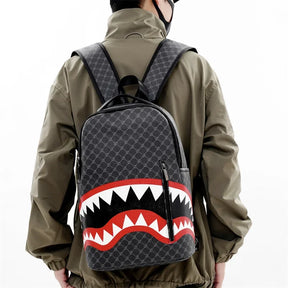 Mochila Escolar Xadrez Masculina Para Laptop Faculdade Design Tubarão Mochila De Alta Qualidade