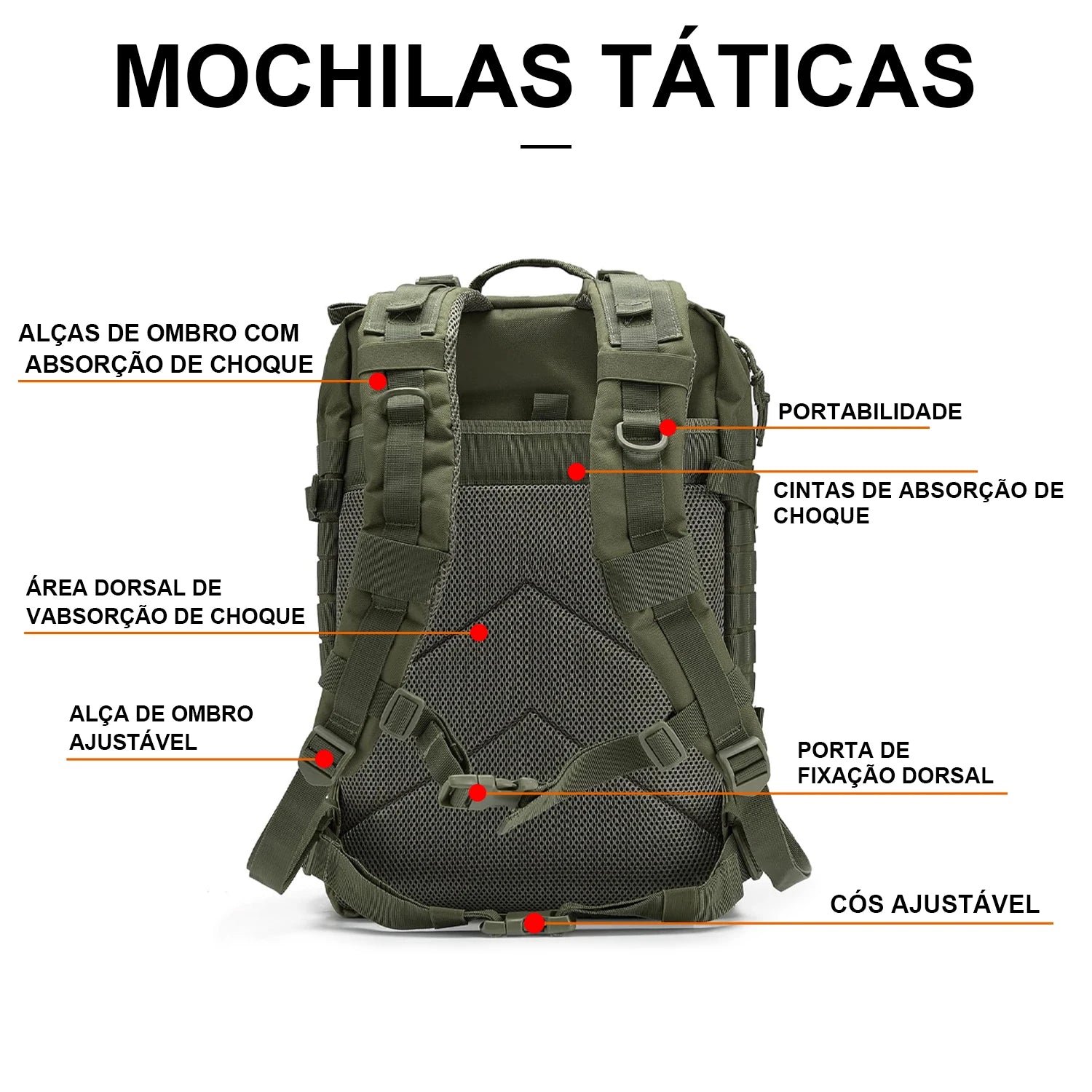 Mochila Tática Militar Grande Reforçada Impermeável