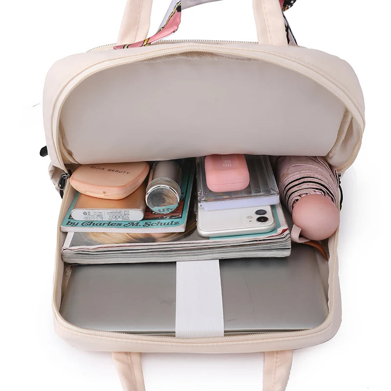 Mochila Multifuncional Impermeável De Grande Capacidade Para Mulheres Decoração De Laço
