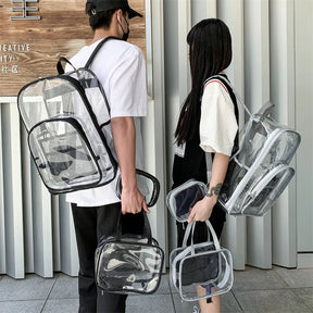 Mochila De PVC Impermeável Portátil De Grande Capacidade Mochila Transparente De Ala Qualidade Com Compartimentos