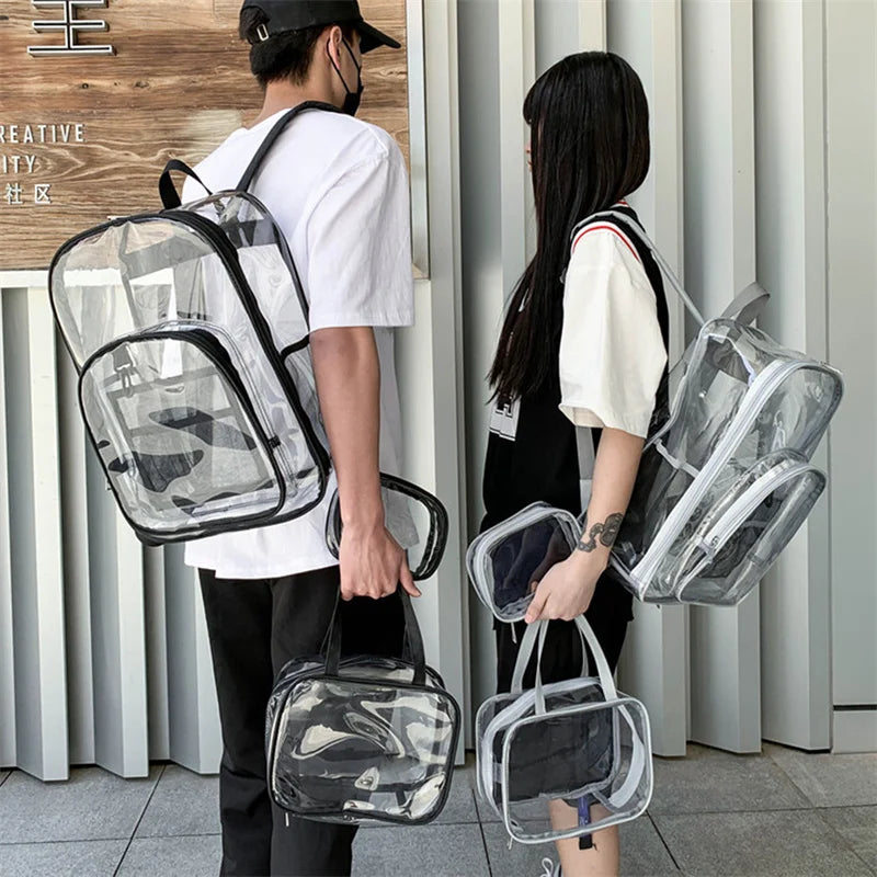 Mochila De PVC Impermeável Portátil De Grande Capacidade Mochila Transparente De Ala Qualidade Com Compartimentos