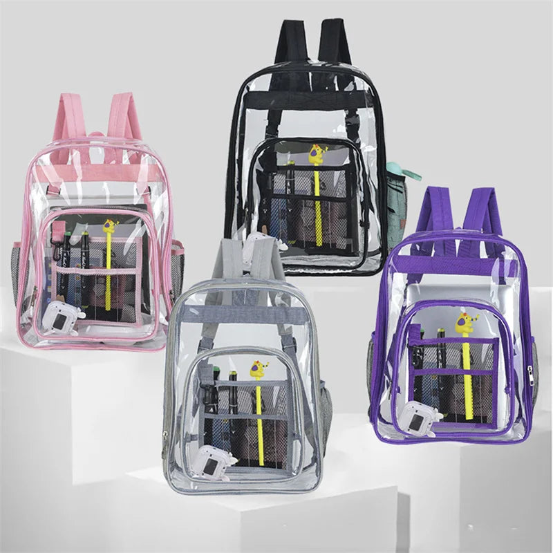 Mochila De PVC Impermeável Portátil De Grande Capacidade Mochila Transparente De Ala Qualidade Com Compartimentos