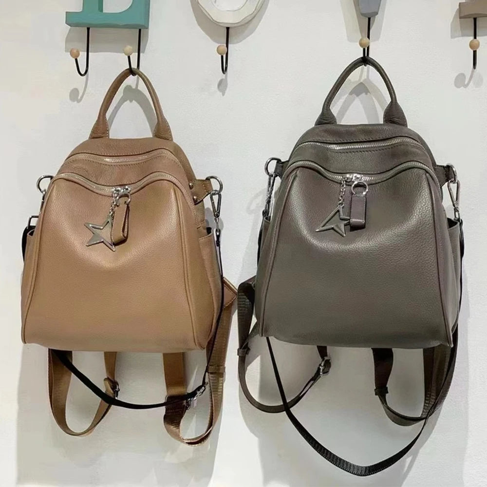 Mochila Para Passeio Feminina Bolsa De Ombro Chaveiro Estrela