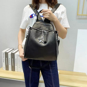 Mochila Para Passeio Feminina Bolsa De Ombro Chaveiro Estrela