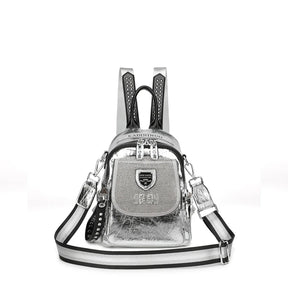 Mochila De Ombro Pequena Com Strass Bolsa Prateada Moda Brilho Com Alças Reguláveis