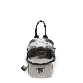 Mochila De Ombro Pequena Com Strass Bolsa Prateada Moda Brilho Com Alças Reguláveis
